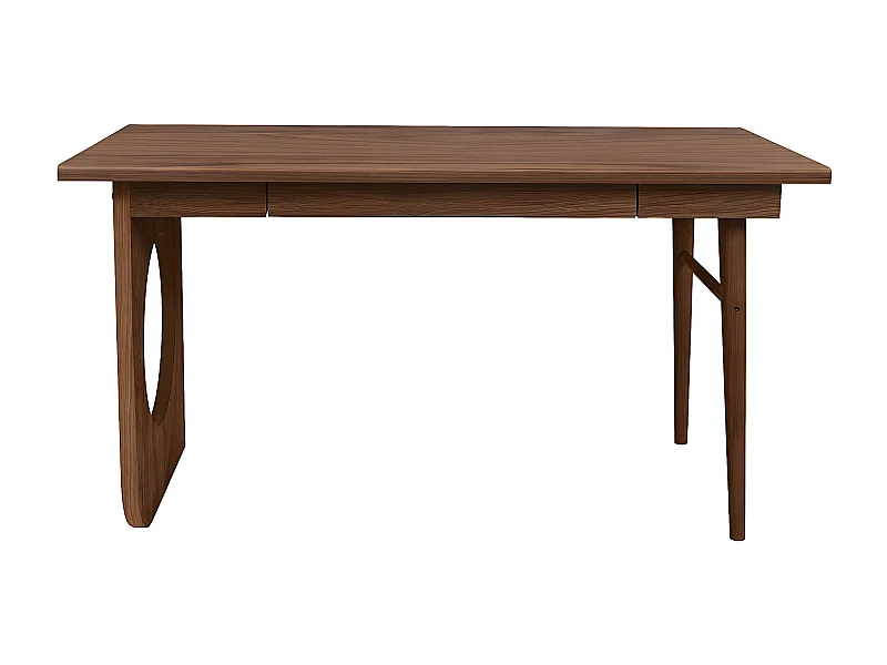 Bureau 1 Tiroir Design "Bau" 140cm Noyer