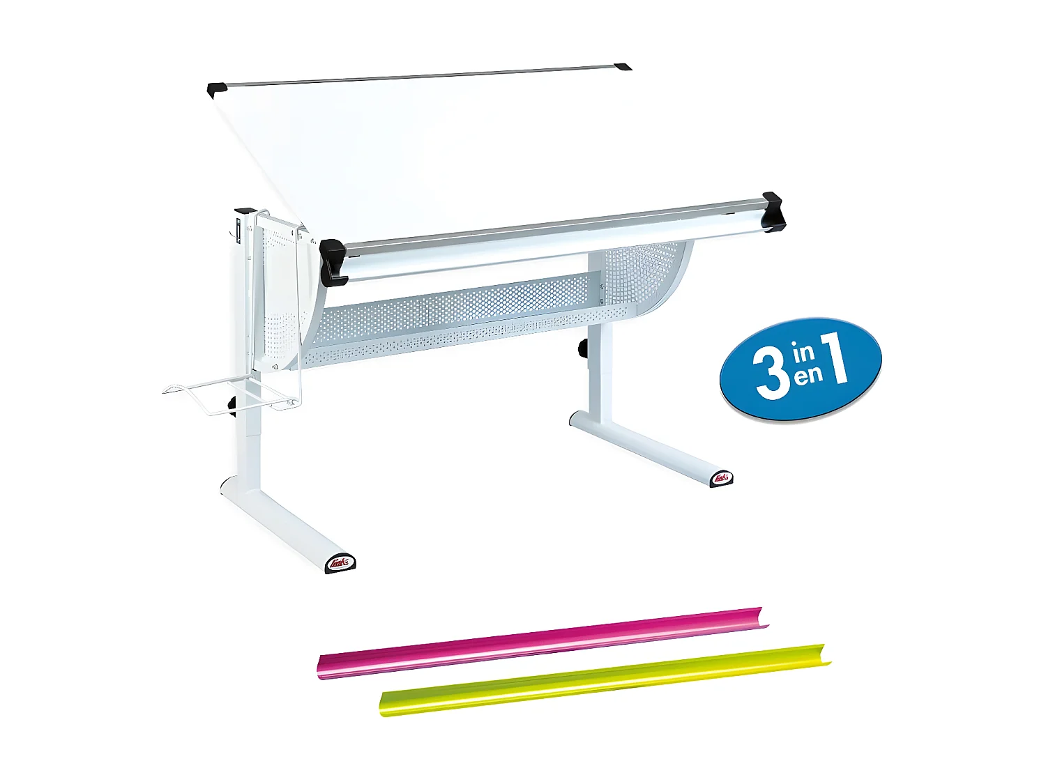 Bureau Multifonctions Enfant "Mathis" 118cm Blanc