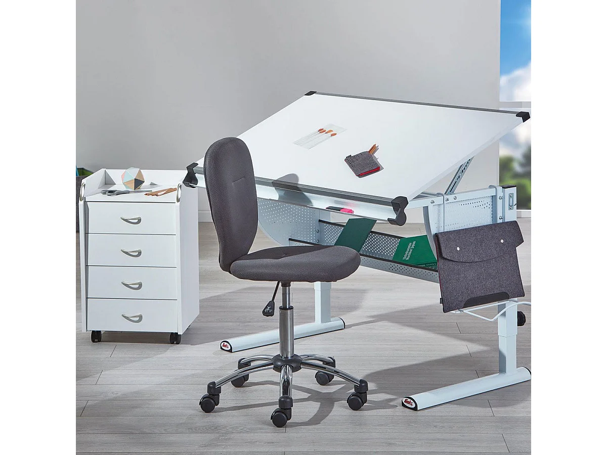 Bureau Multifonctions Enfant "Mathis" 118cm Blanc