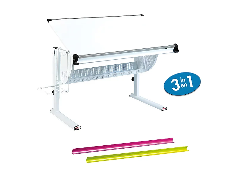 Bureau Multifonctions Enfant "Mathis" 118cm Blanc
