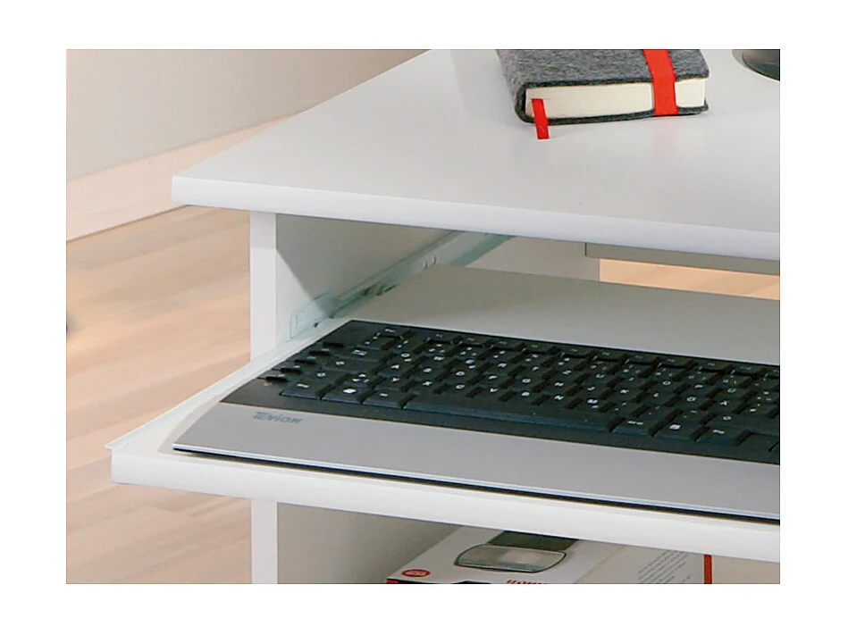 Bureau Informatique à Roulettes "Tao" 80cm Blanc