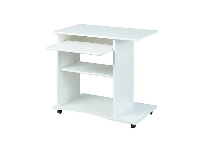 Bureau Informatique à Roulettes "Tao" 80cm Blanc
