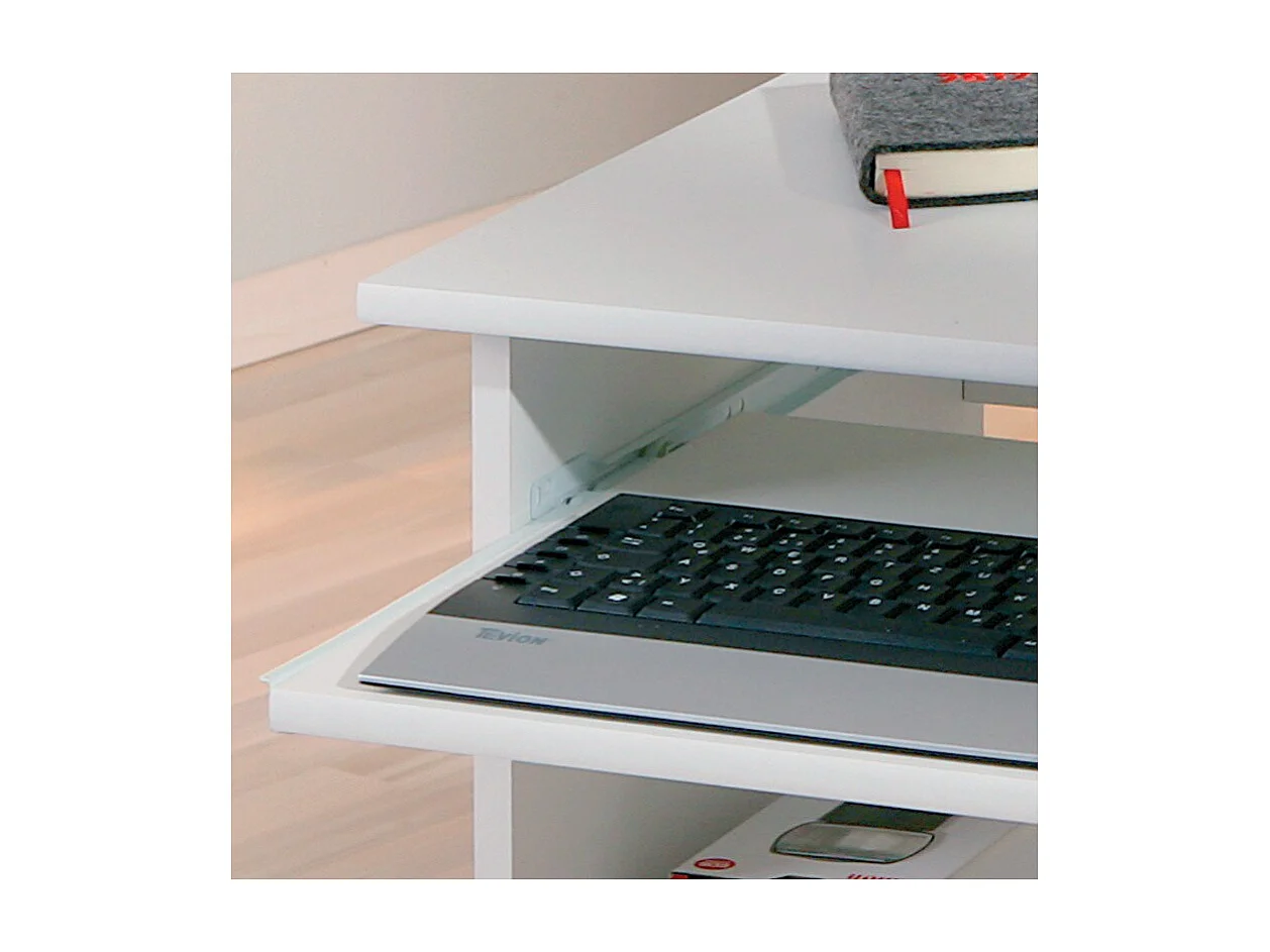 Bureau Informatique à Roulettes "Tao" 80cm Blanc