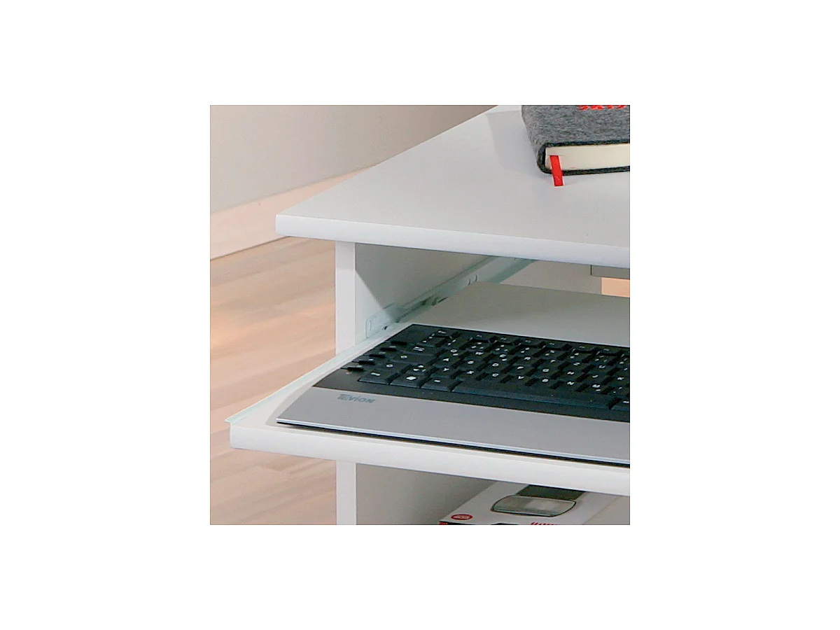Bureau Informatique à Roulettes "Tao" 80cm Blanc