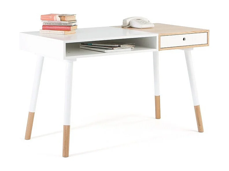 Bureau Design "Sonnenblick" 120cm Blanc & Chêne