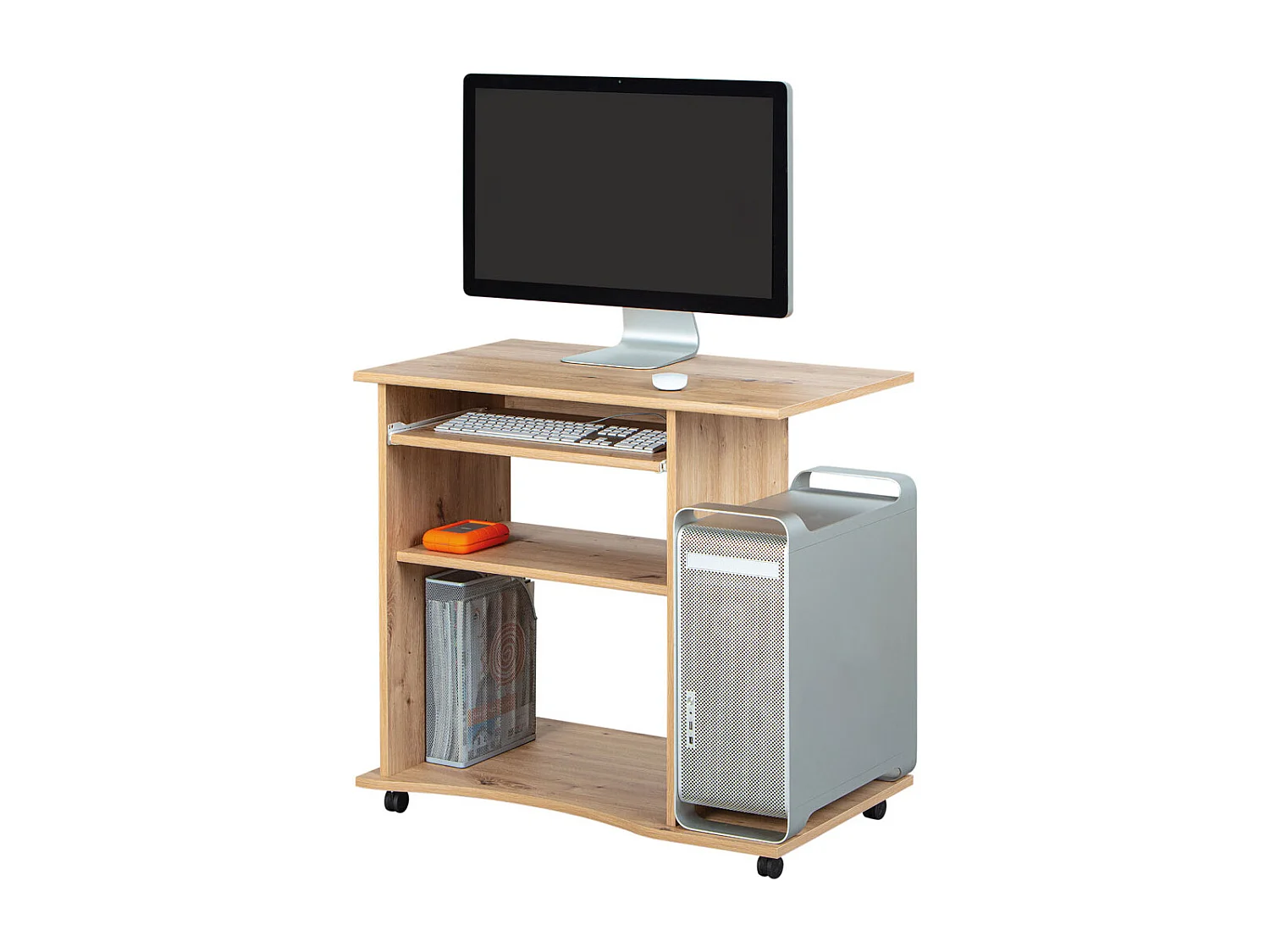 Bureau Informatique à Roulettes "Tao" 80cm Beige