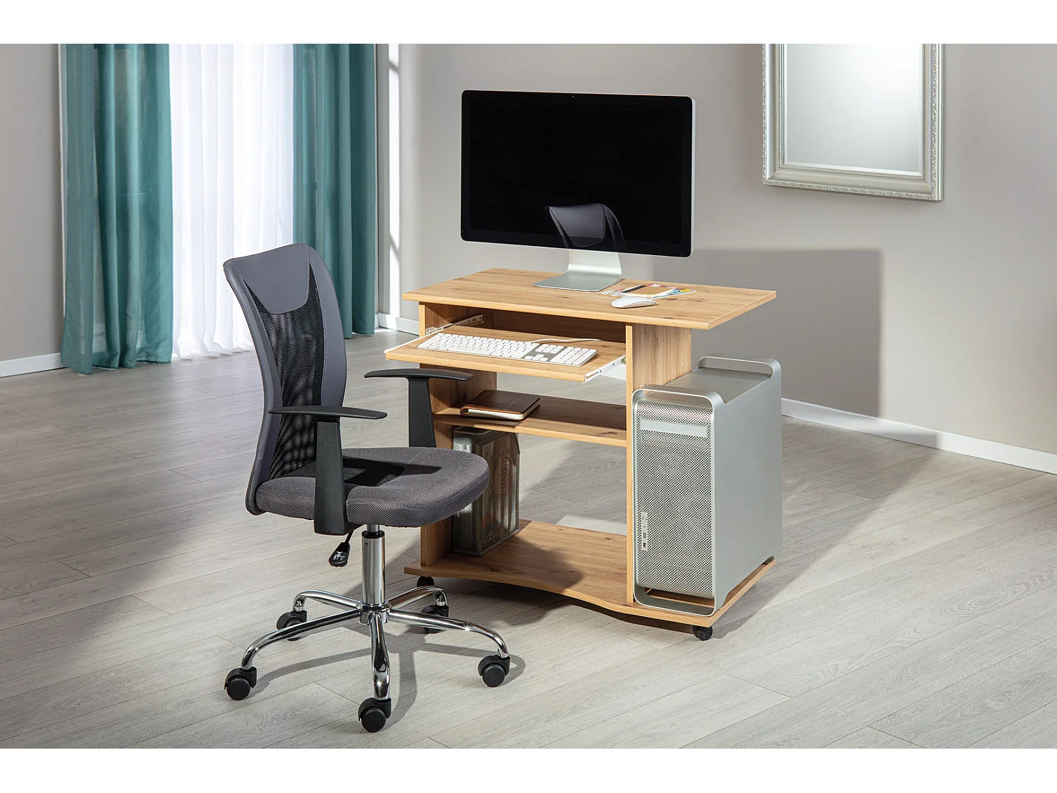 Bureau Informatique à Roulettes "Tao" 80cm Beige