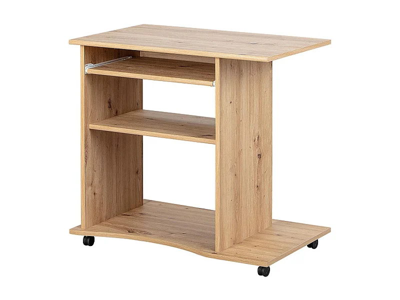 Addu bureau 1 toetsenbordlade, 4 zwenkwielen, 1 opbergvak eiken Artisanale decor.