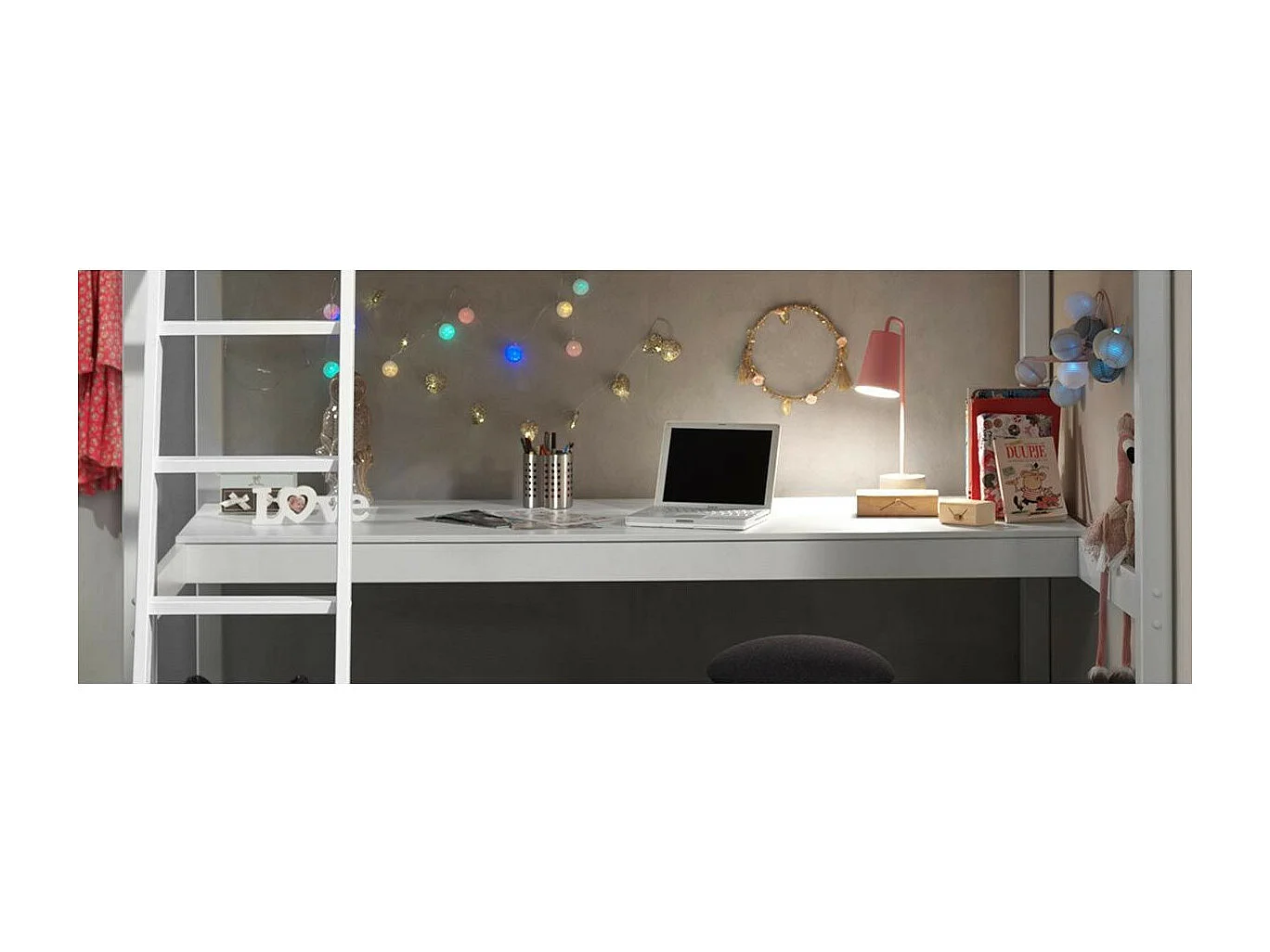 Plan de Travail pour Lit Mezzanine "Pino" 69x205cm Blanc