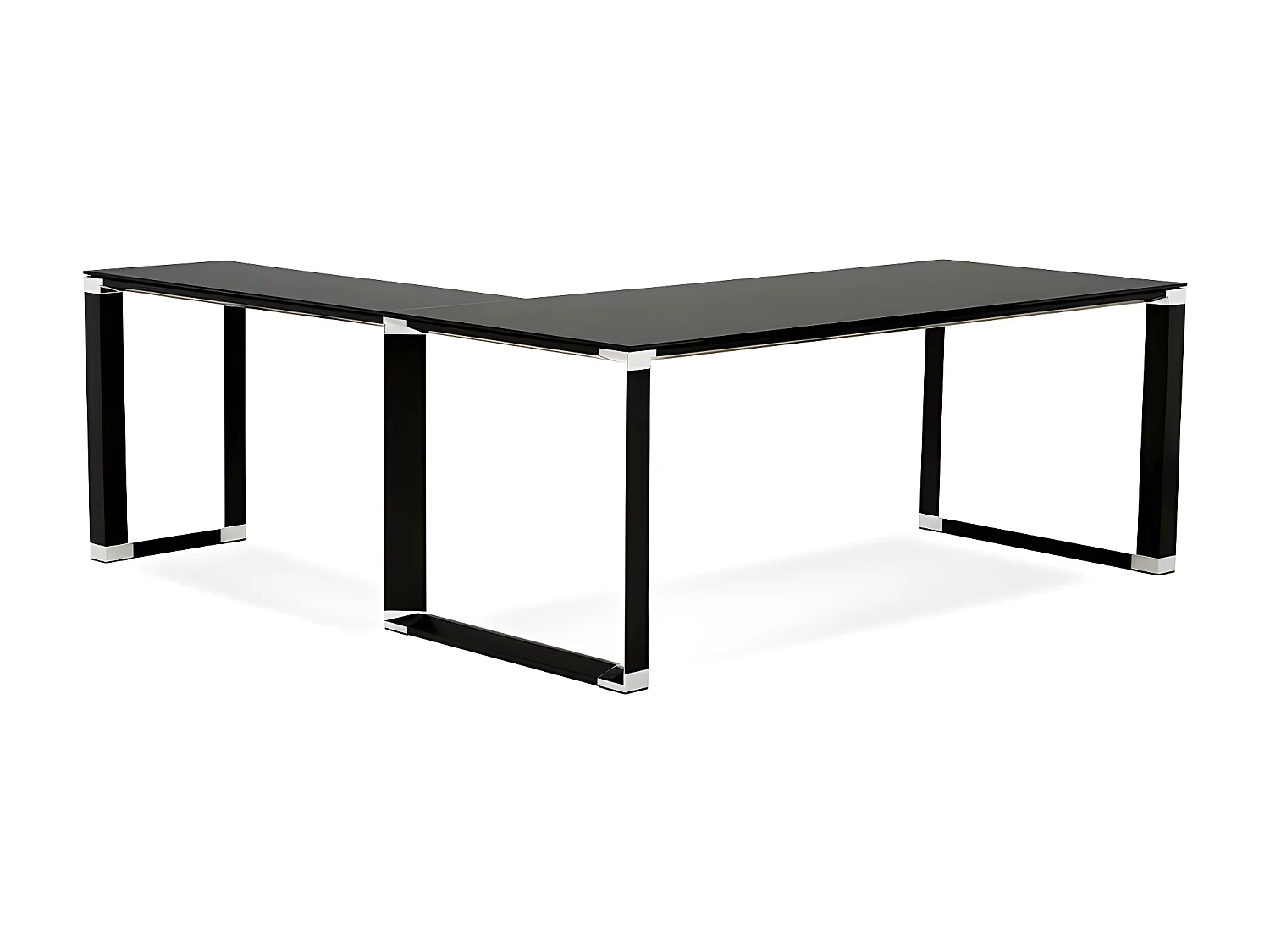 Bureau d'Angle en Verre Design "Hovik" 200cm Noir