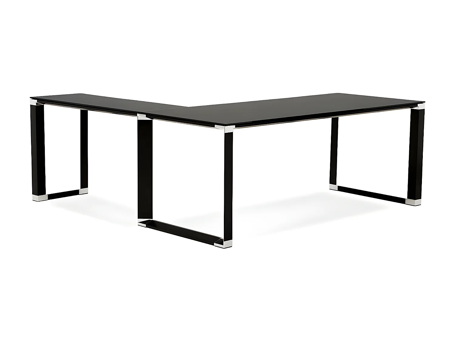 Bureau d'Angle en Verre Design "Hovik" 200cm Noir