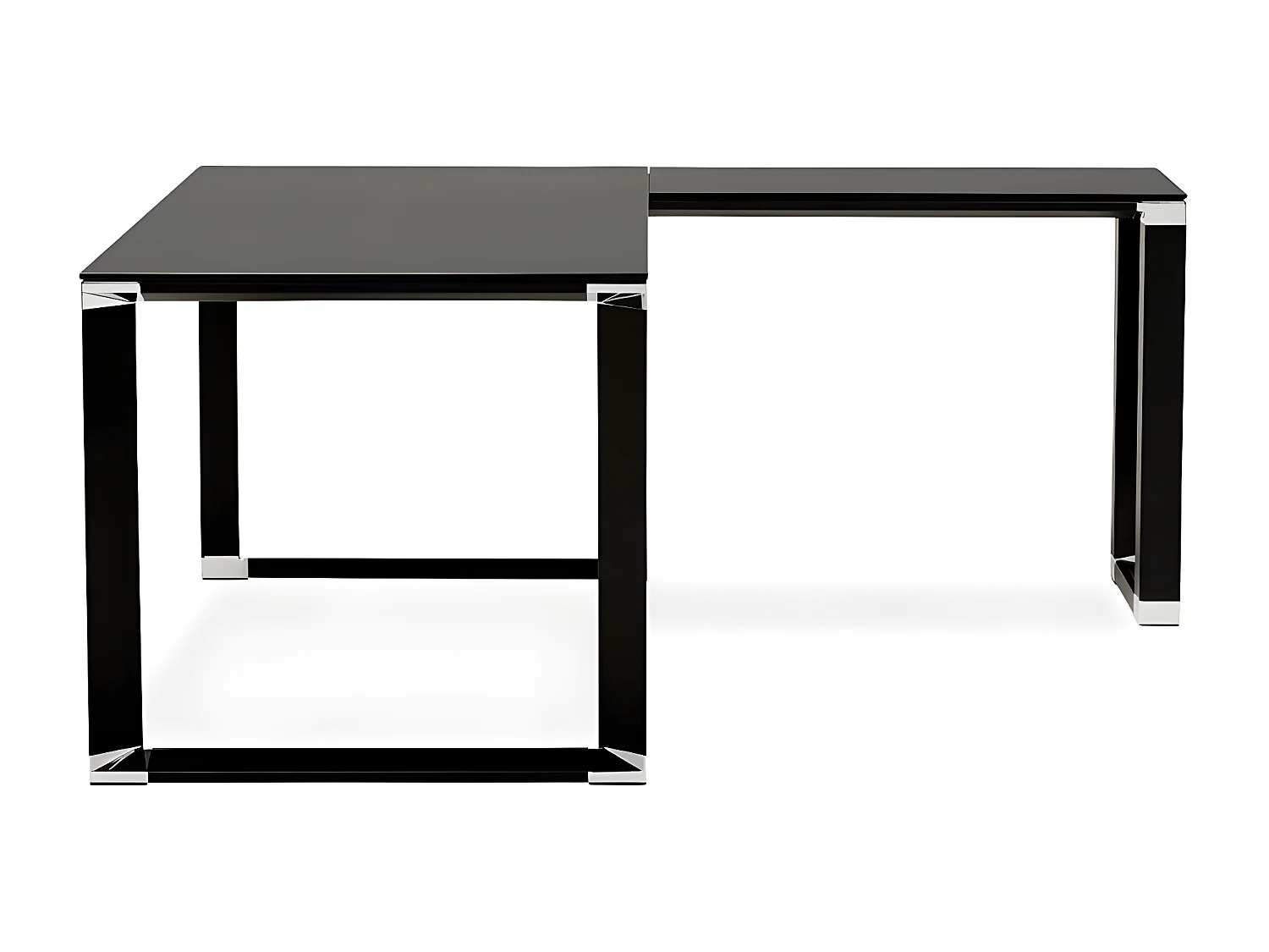 Bureau d'Angle en Verre Design "Hovik" 200cm Noir