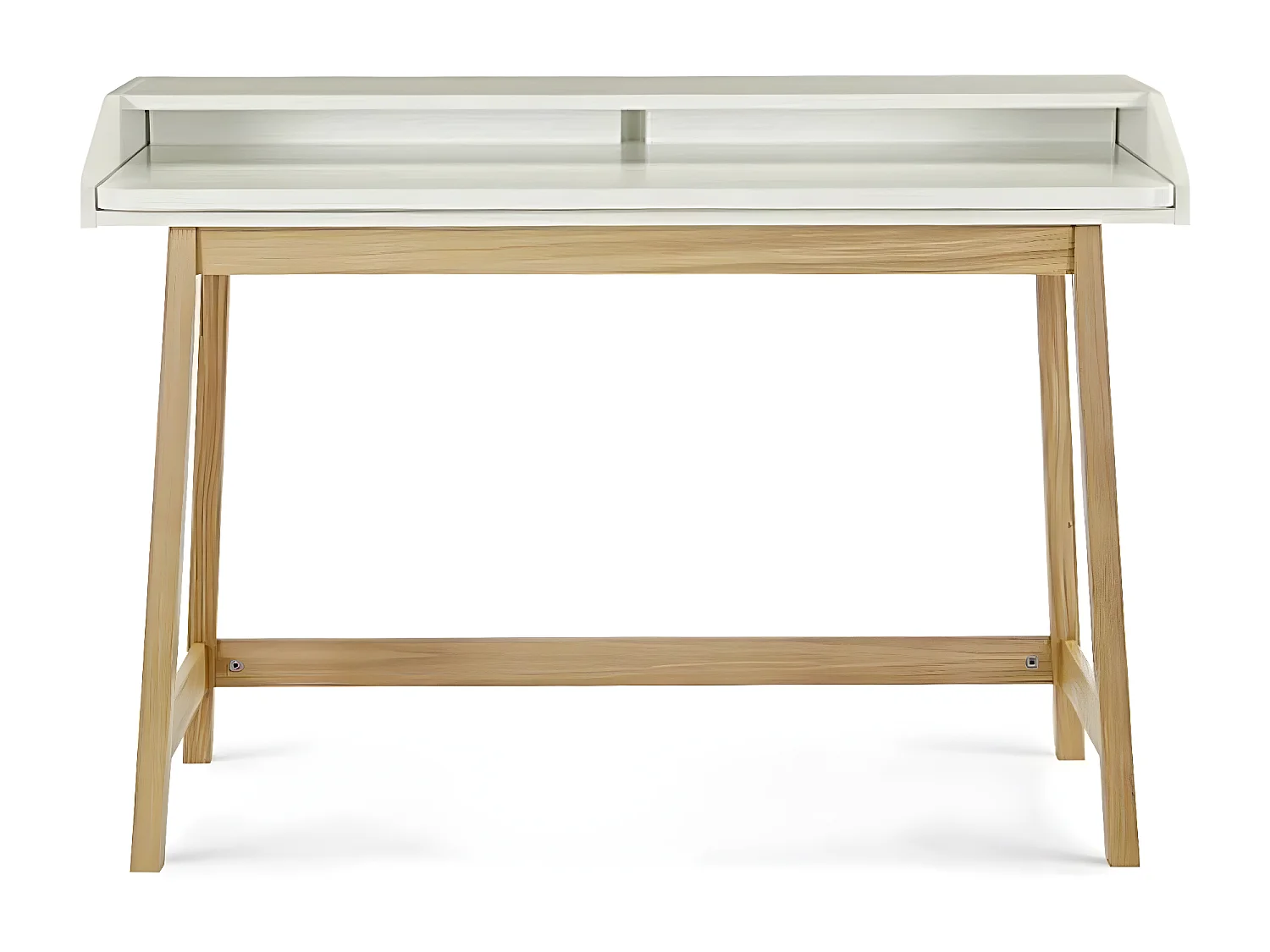 Bureau Design avec Plateau Coulissant "St James" 116cm Chêne & Blanc