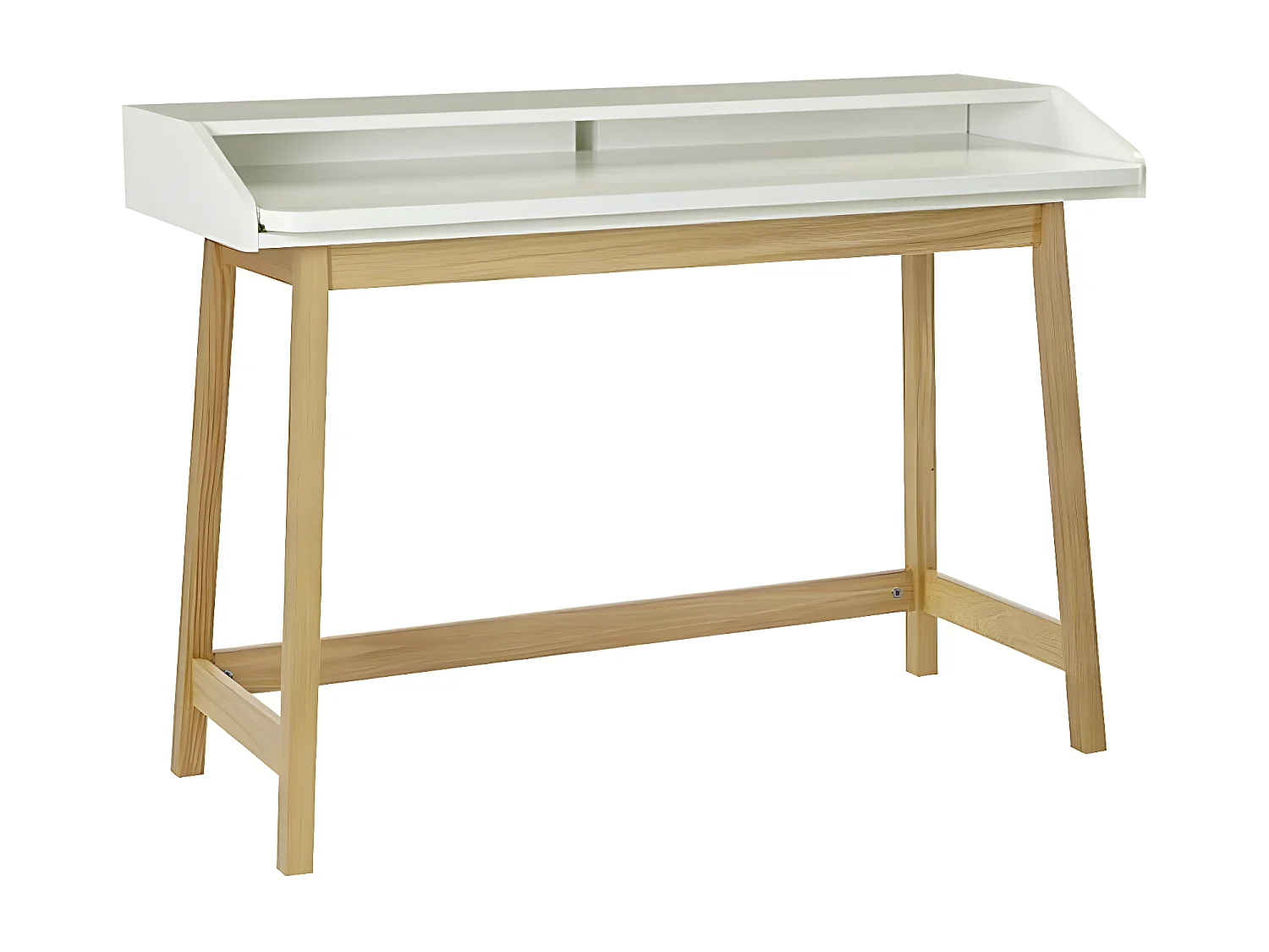 Bureau Design avec Plateau Coulissant "St James" 116cm Chêne & Blanc