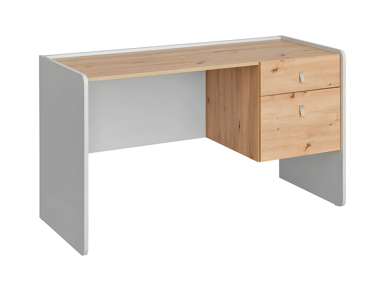 Bureau 1 Niche & 1 Tiroir "Vivero" 134cm Gris & Naturel