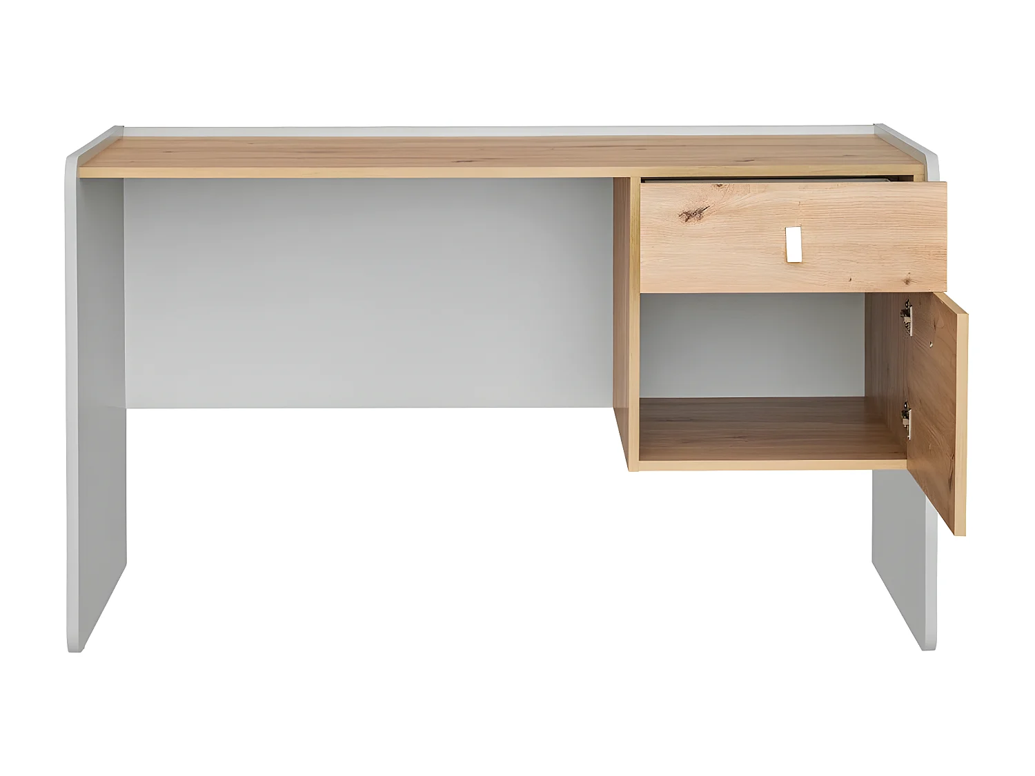 Bureau 1 Niche & 1 Tiroir "Vivero" 134cm Gris & Naturel