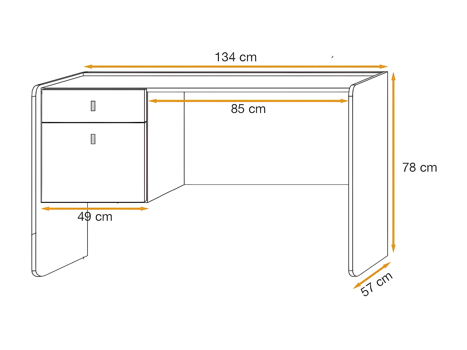 Bureau 1 Niche & 1 Tiroir "Vivero" 134cm Gris & Naturel