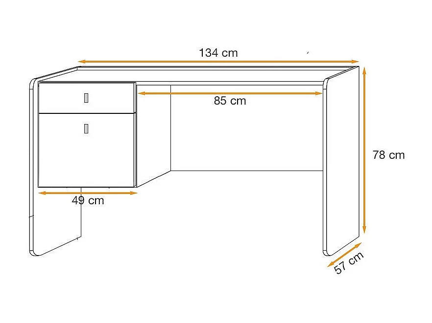 Bureau 1 Niche & 1 Tiroir "Vivero" 134cm Gris & Naturel