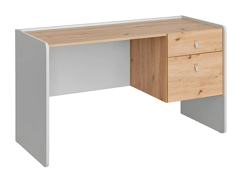 Bureau 1 Niche & 1 Tiroir "Vivero" 134cm Gris & Naturel