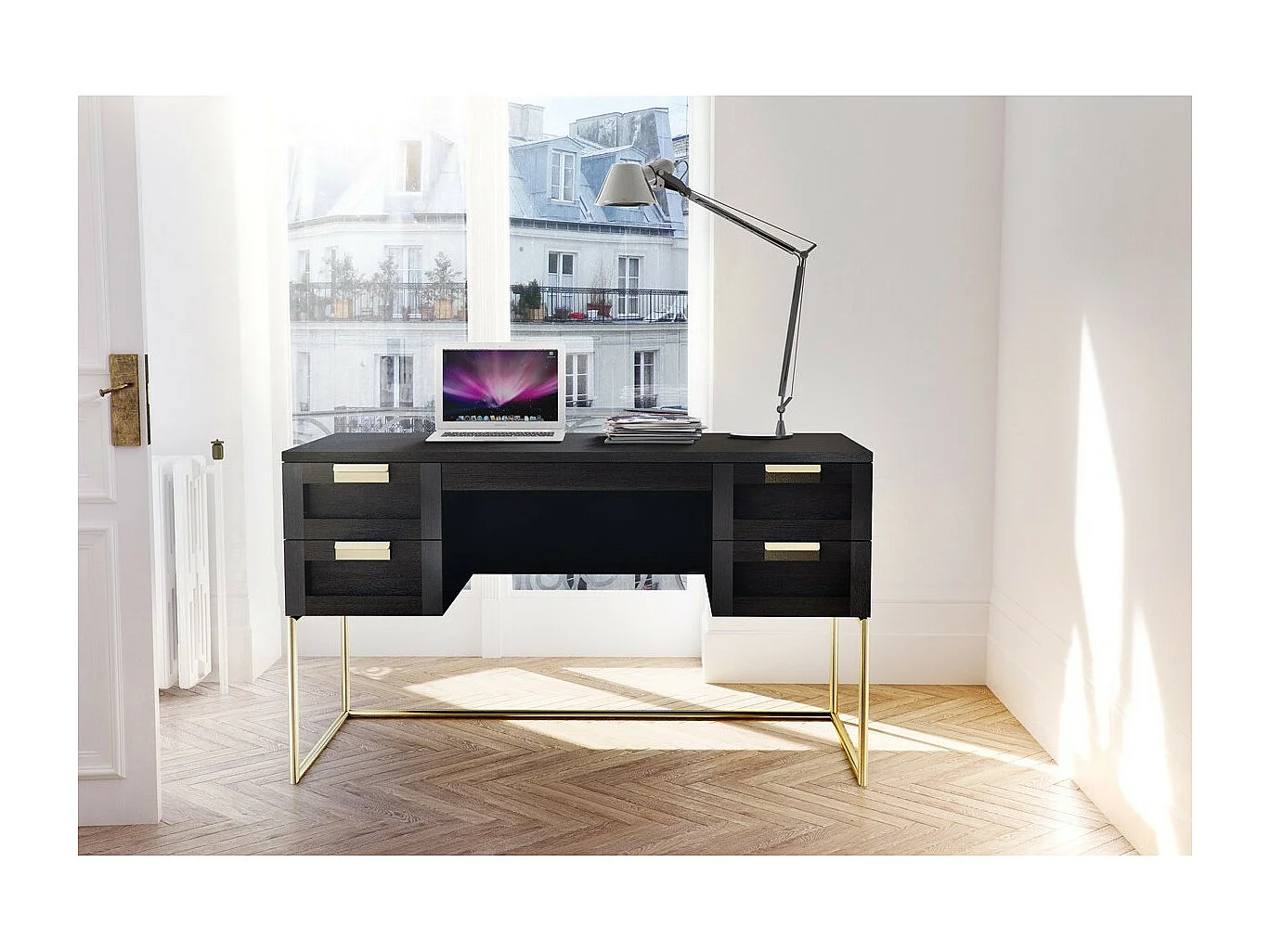 Bureau Design "Pimlico" 130cm Charbon
