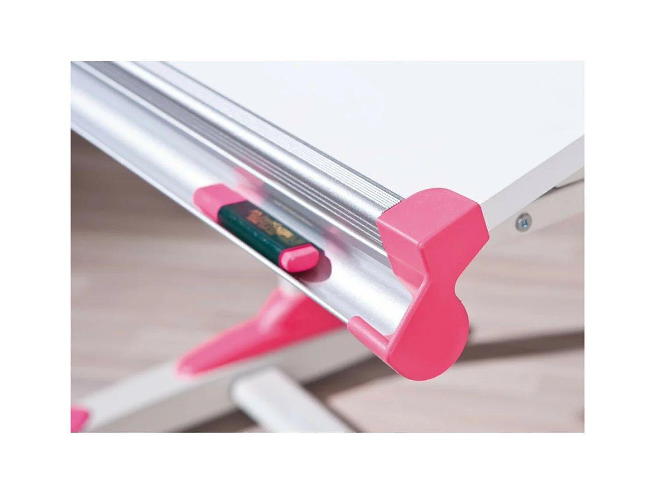 Table pour enfants inclinable "2Colorido" - Blanc/Rose/Vert - L 100 x P 66 x H 69-84 cm