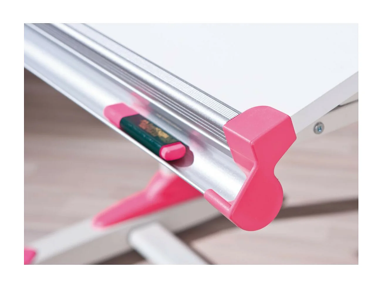 Table pour enfants inclinable "2Colorido" - Blanc/Rose/Vert - L 100 x P 66 x H 69-84 cm