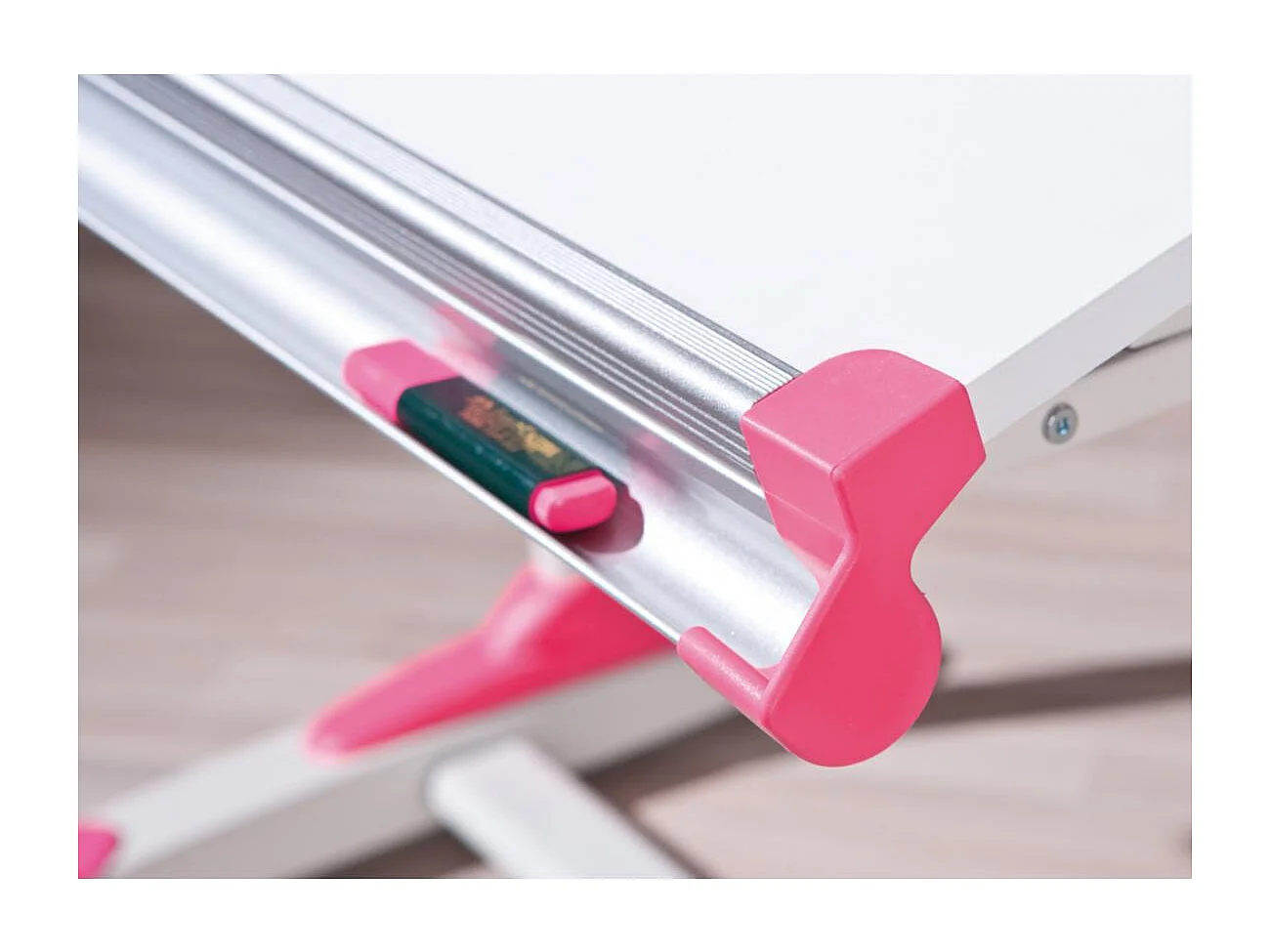 Table pour enfants inclinable "2Colorido" - Blanc/Rose/Vert - L 100 x P 66 x H 69-84 cm