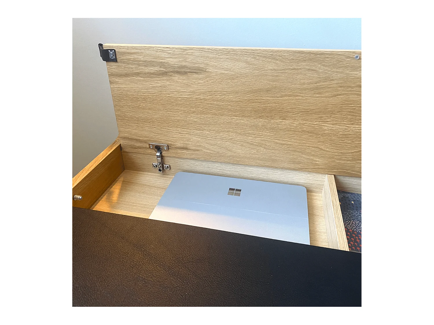 Bureau Secrétaire avec Rangement "Brompton" 108cm Chêne & Noir