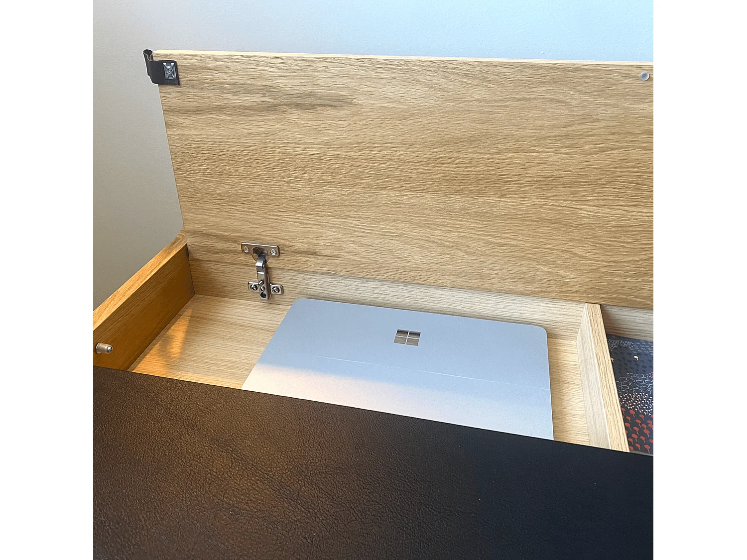 Bureau Secrétaire avec Rangement "Brompton" 108cm Chêne & Noir