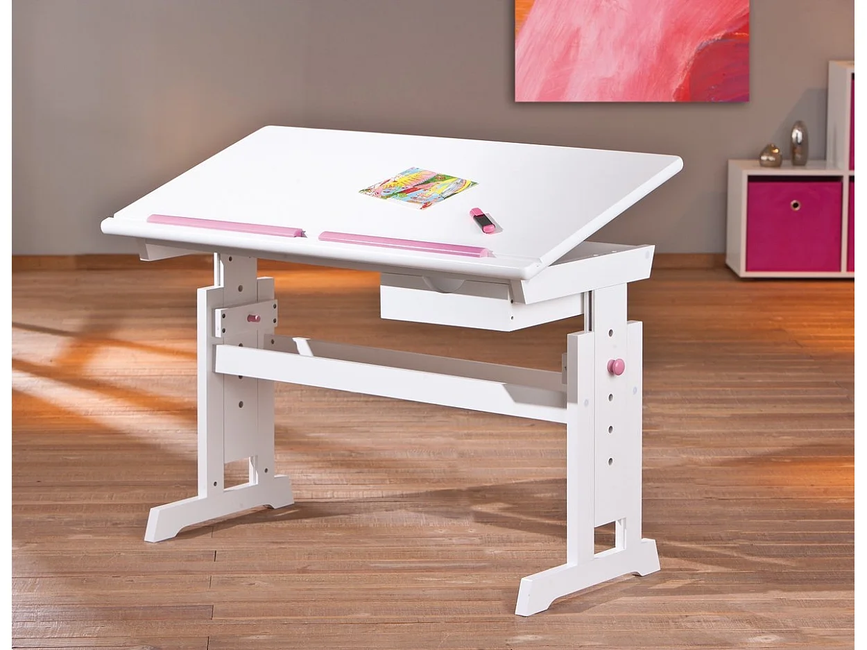 Bureau Enfant Pupitre "School" 109cm Blanc