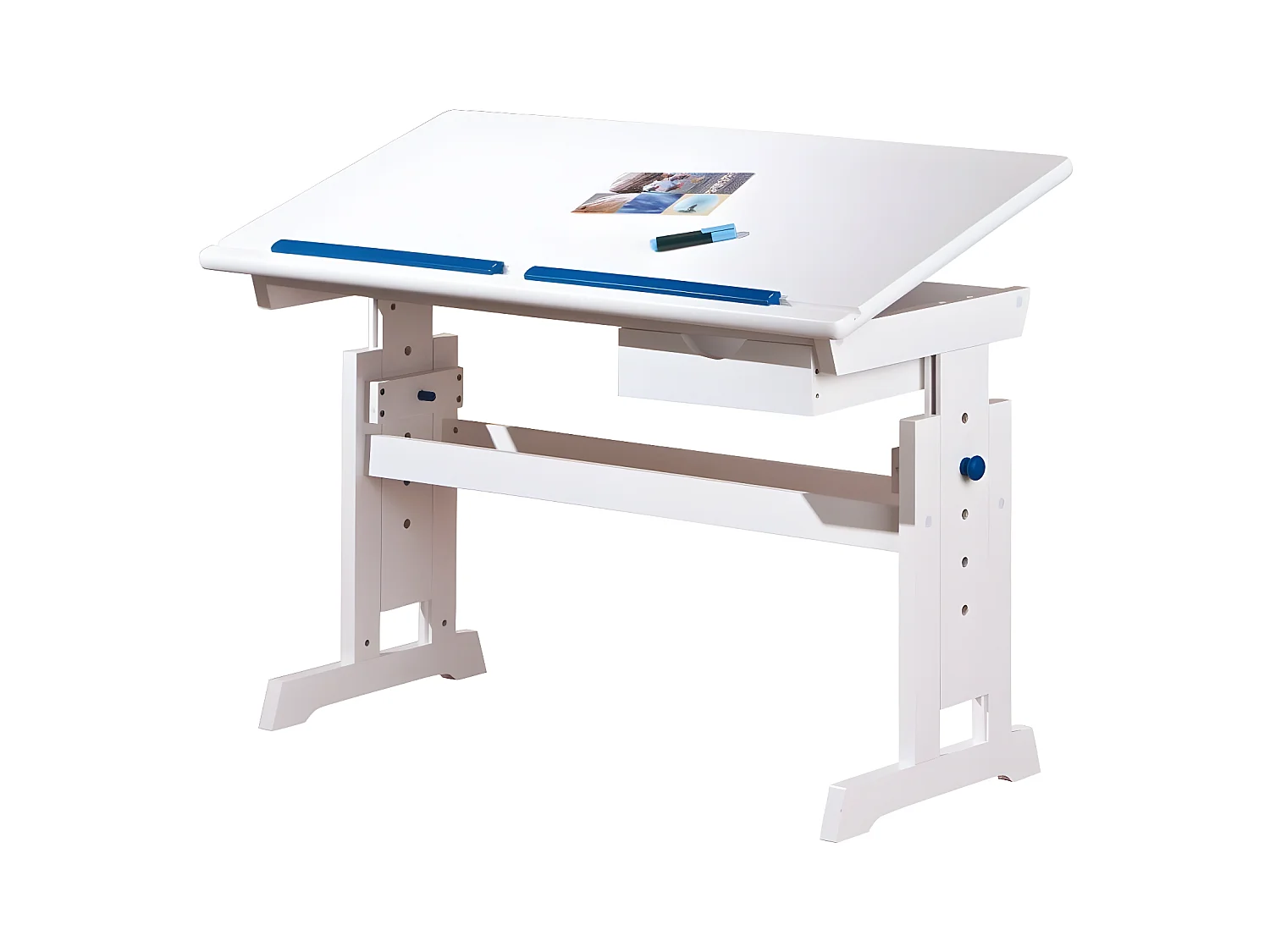 Bureau pour enfant avec plateau inclinable - Baru - Meuble rose ou bleu