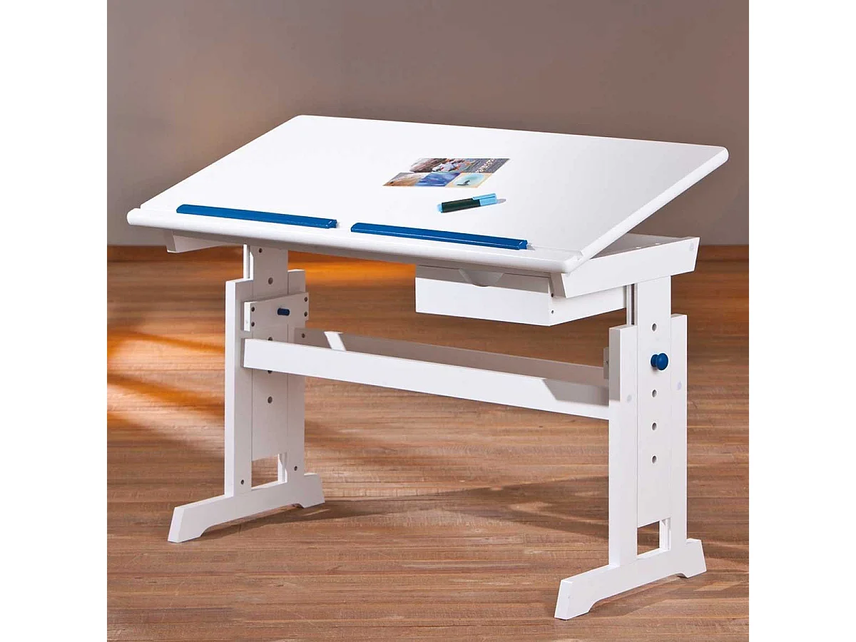 Bureau Enfant Pupitre "School" 109cm Blanc