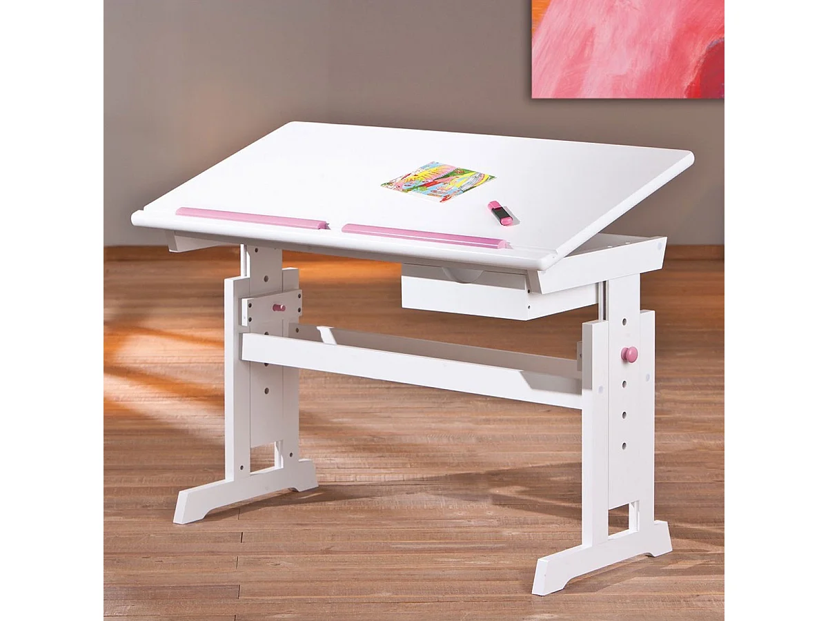 Bureau Enfant Pupitre "School" 109cm Blanc