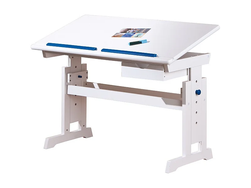 Rubi wit, blauw en roze massief houten ligbureau