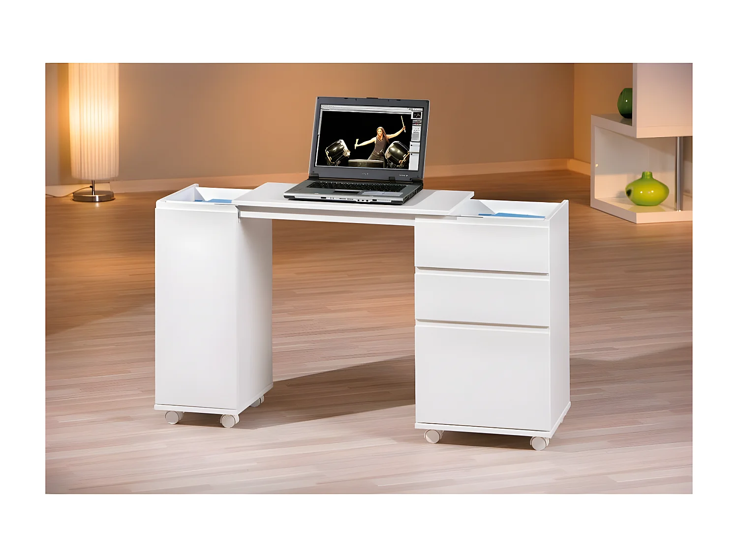 Bureau d'Appoint Extensible "Luna" 121cm Blanc