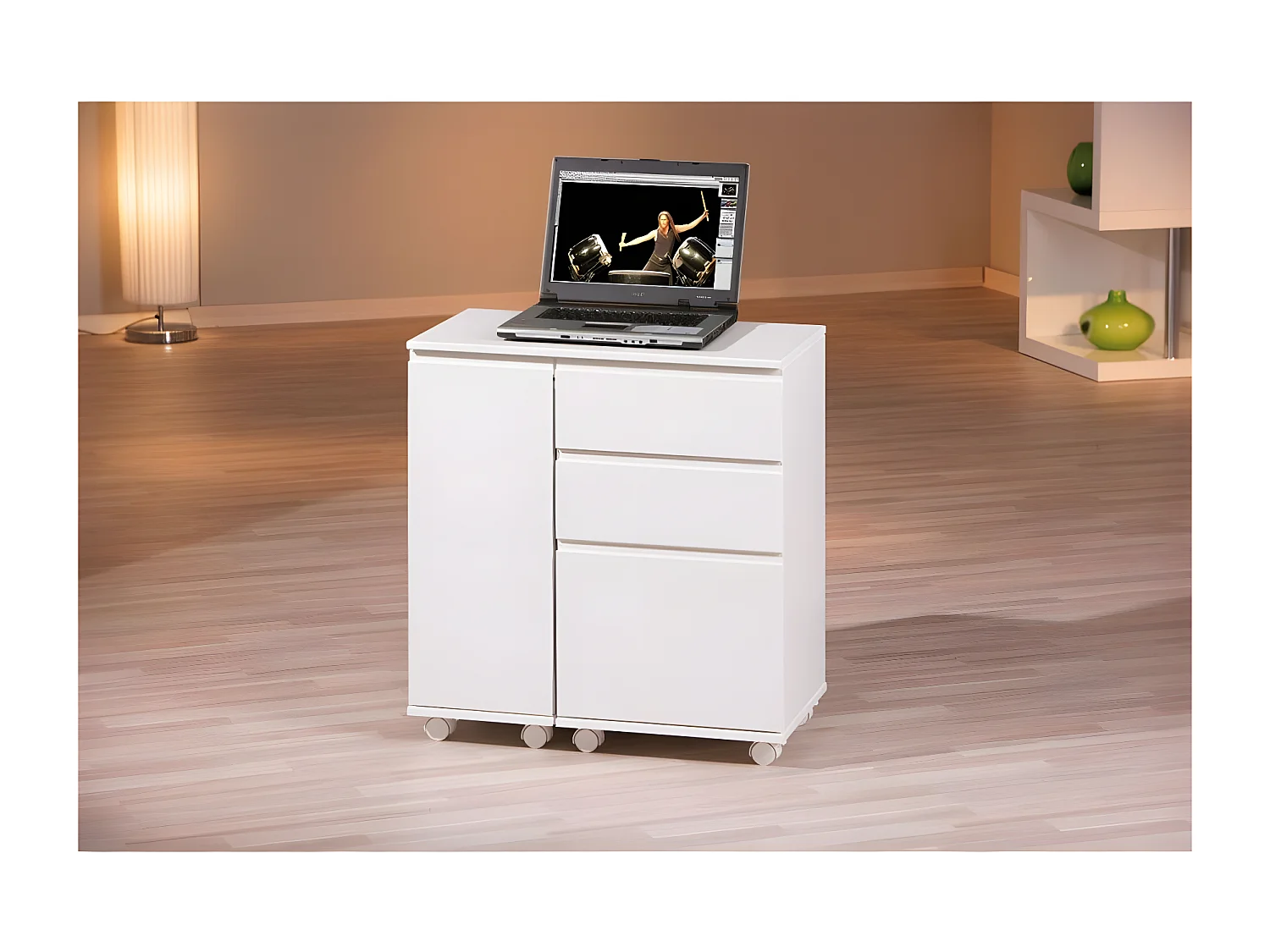 Bureau d'Appoint Extensible "Luna" 121cm Blanc