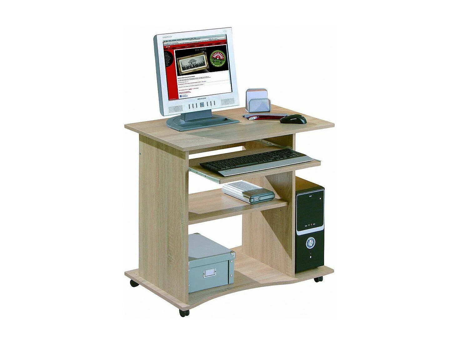 Bureau Informatique à Roulettes "Tao" 80cm Chêne