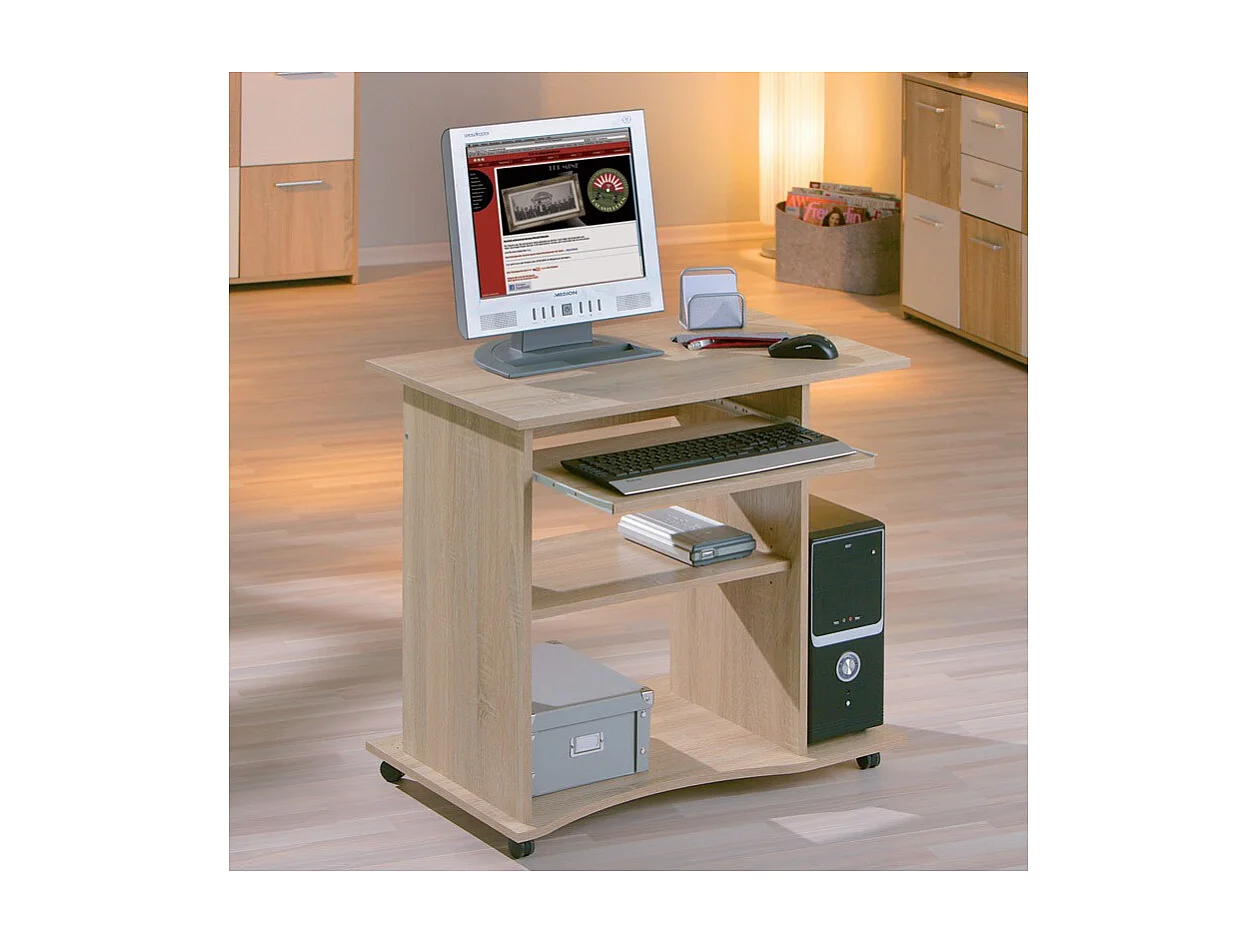 Bureau Informatique à Roulettes "Tao" 80cm Chêne