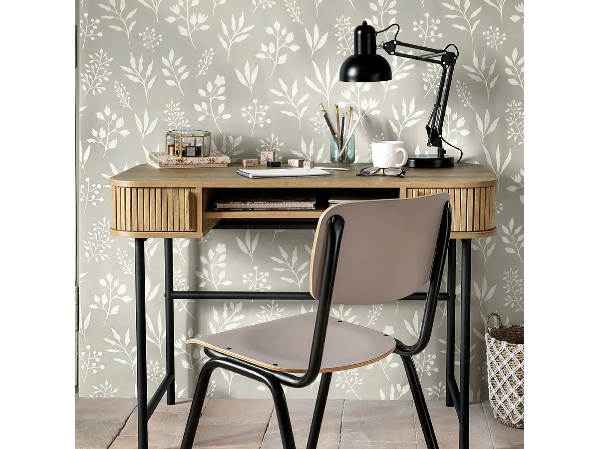 Bureau 2 Portes & 2 Étagères "Colva" 105cm Beige