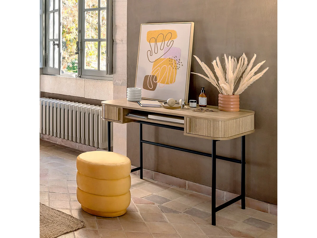 Bureau 2 Portes & 2 Étagères "Colva" 105cm Beige