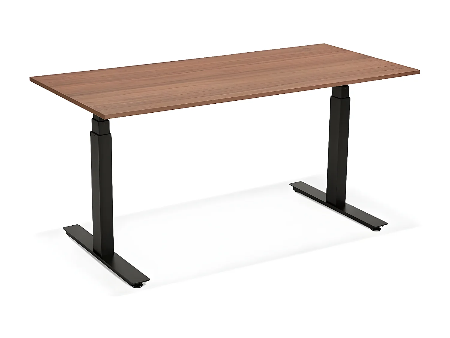 Bureau Ergonomique Réglable "Électrique" 160cm Noyer & Noir