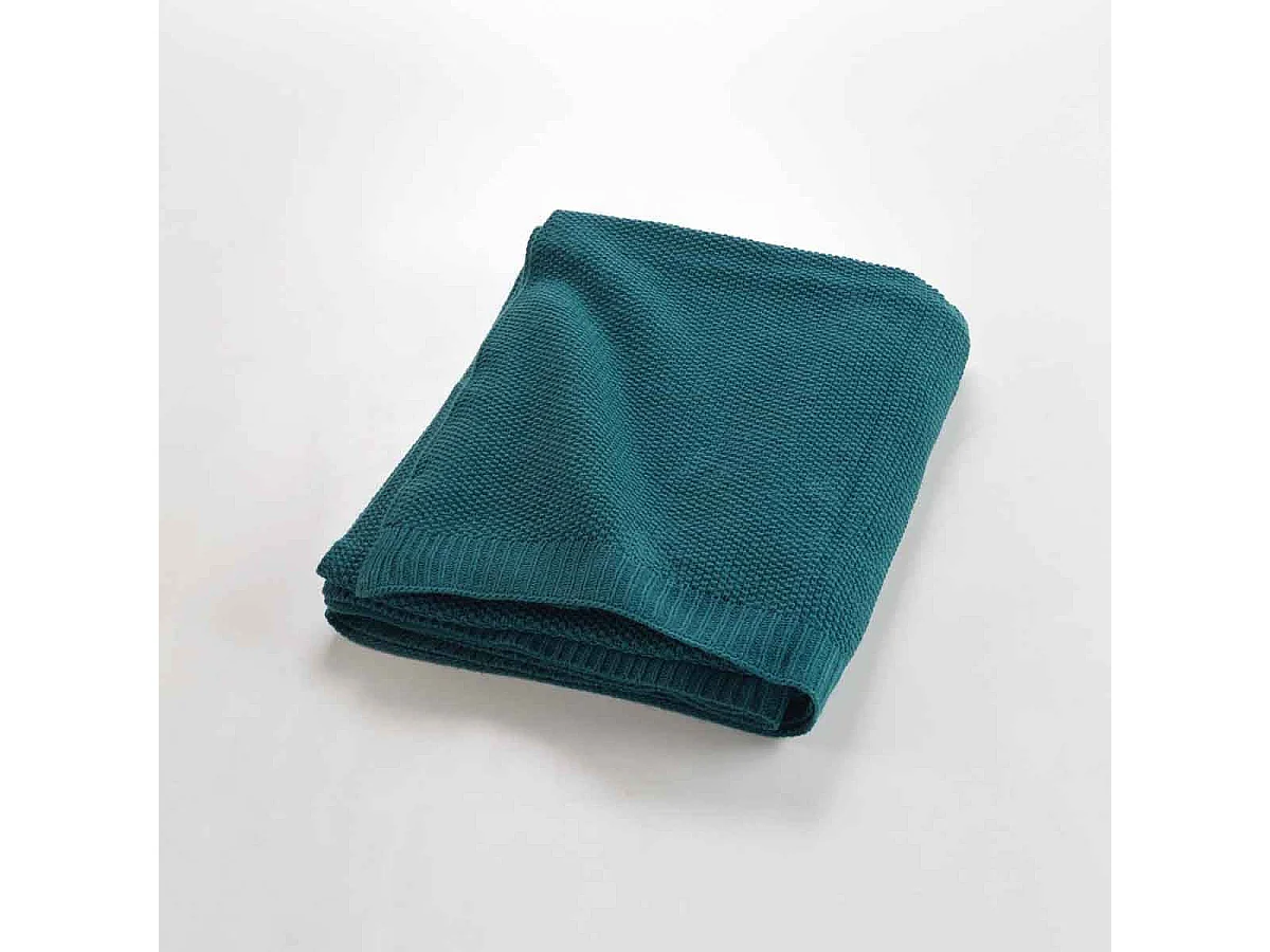 Plaid Déco Uni "Tricotine" 125x150cm Émeraude