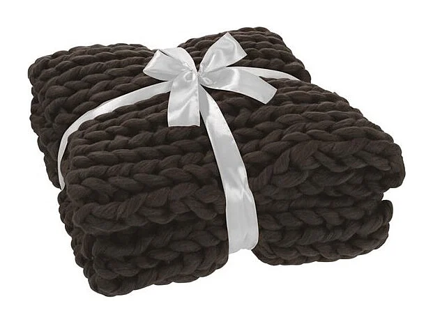 Plaid Déco Maille "Tricoté" 127x152cm Gris Foncé