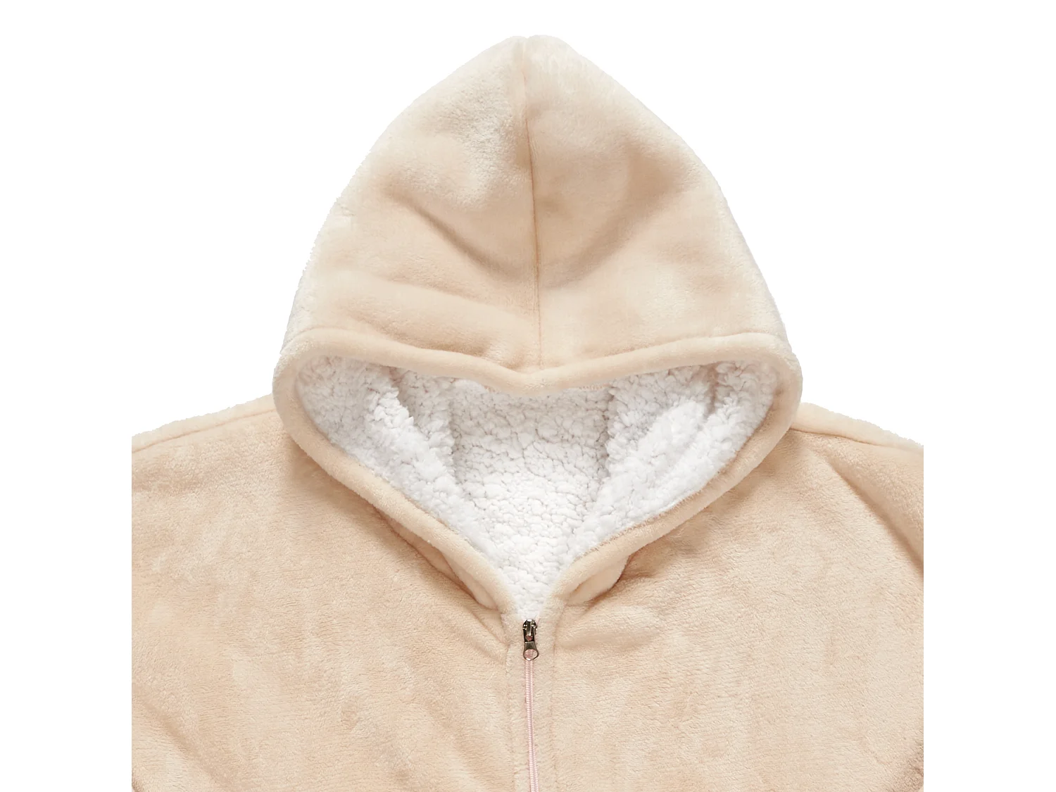 Sweat A Capuche Fermeture Interieur Beige