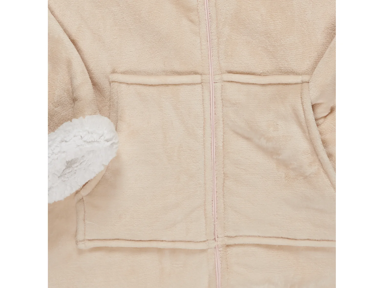 Sweat A Capuche Fermeture Interieur Beige