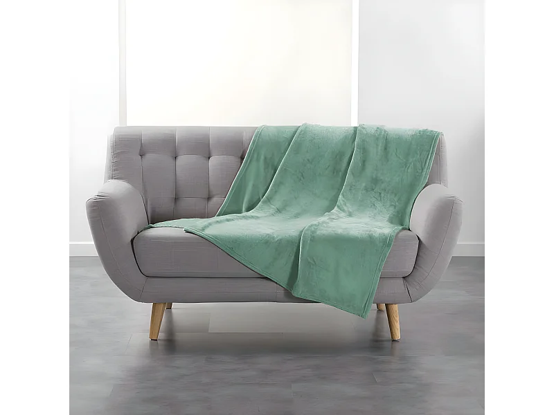 Plaid Uni en Flanelle "Flanou" 125x150cm Sauge