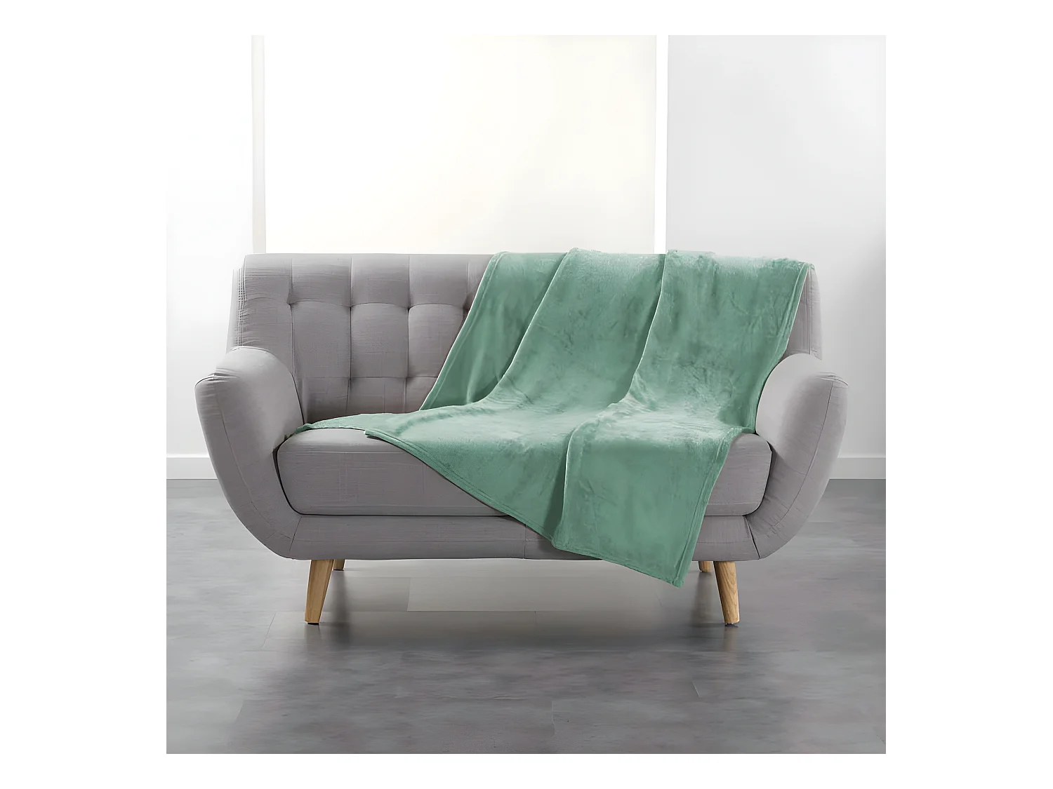Plaid Uni en Flanelle "Flanou" 125x150cm Sauge