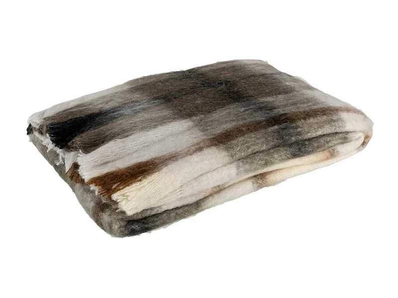 Plaid Déco "Quadrillé" 136x190cm Marron & Gris