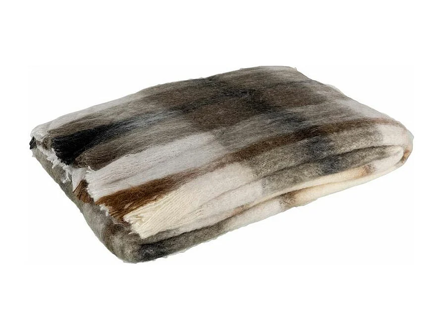 Plaid Déco "Quadrillé" 136x190cm Marron & Gris