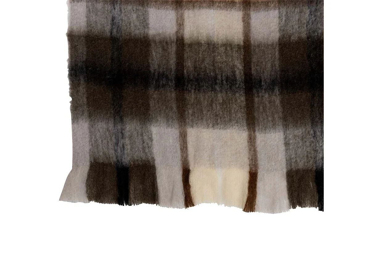 Plaid Déco "Quadrillé" 136x190cm Marron & Gris